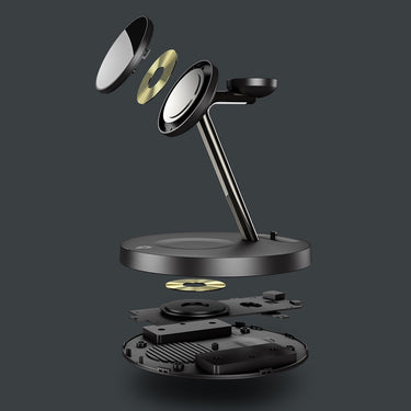 iQuick 4 in 1 Fast Wireless Charger With Magsafe+LED Ambient Light - Black